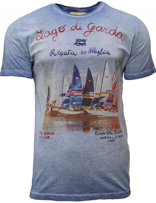 Camiseta azul manga corta regata Lago di Garda | Ego Madrid