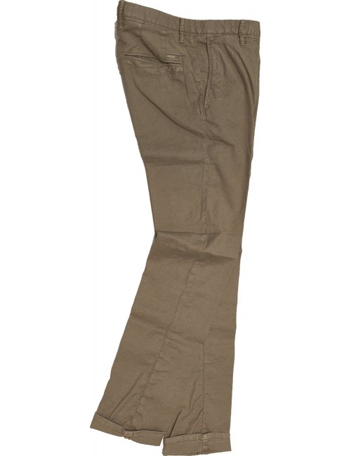 Pantalón slacks Incotex marron dril  lino strech |  Almirante Seis Madrid