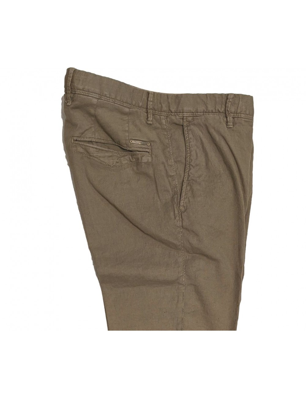 Pantalón slacks Incotex marron dril  lino strech |  Almirante Seis Madrid