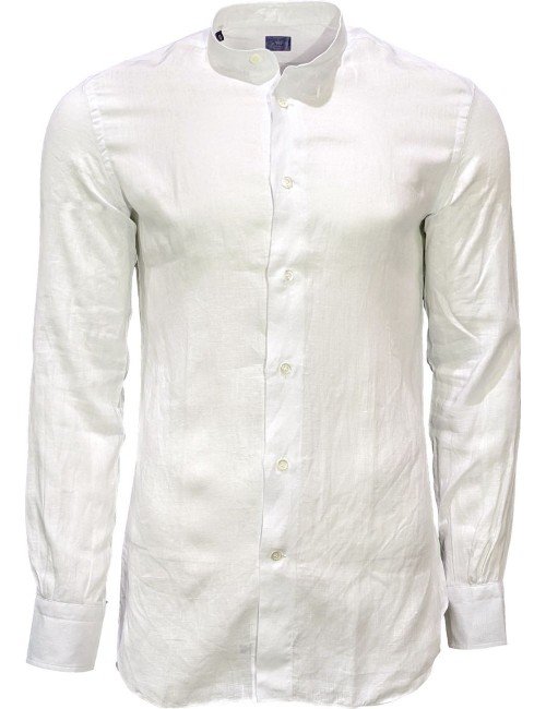 Camisa blanca lino Mazzarelli cuello mao | Almirante Seis