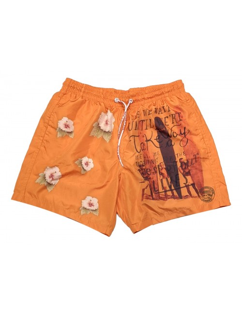 Bañador hombre naranja doble estampado