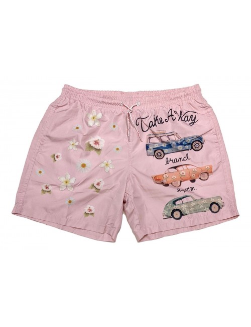 Bañador hombre rosa doble estampado