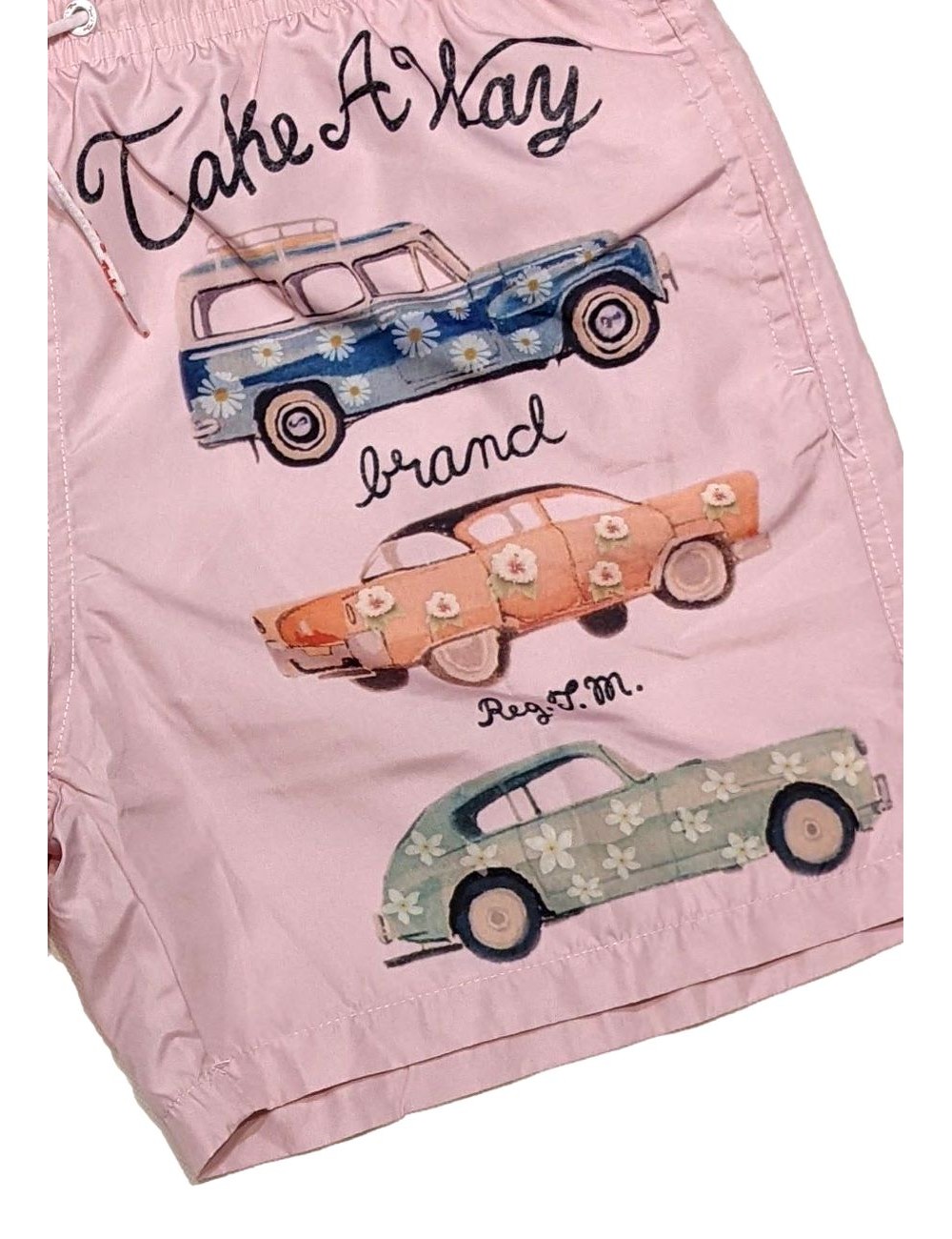 Bañador hombre rosa doble estampado