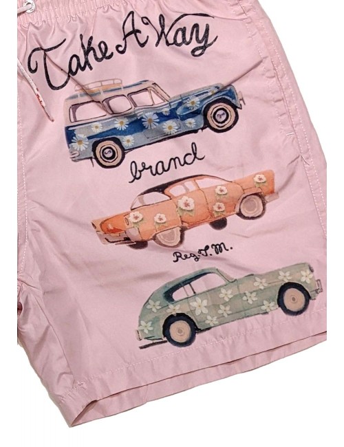 Bañador hombre rosa doble estampado