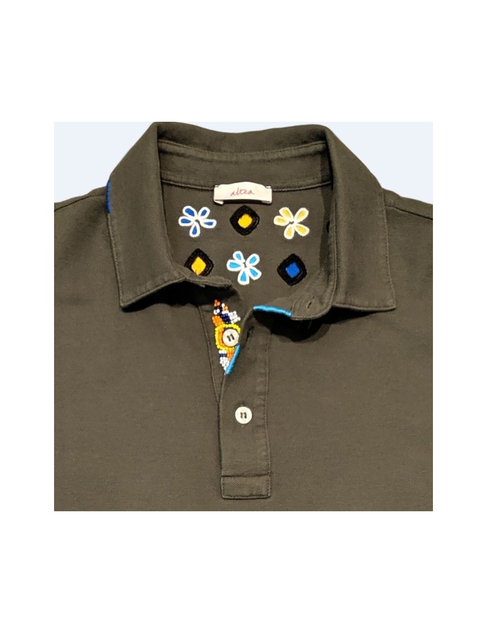 Polo manga corta hombre verde con detalles en cuello de Altea | Ego