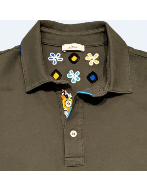 Polo manga corta hombre verde con detalles en cuello de Altea | Ego