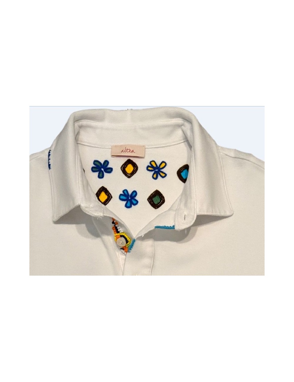 Polo manga corta hombre blanco con detalles en cuello de Altea | Ego