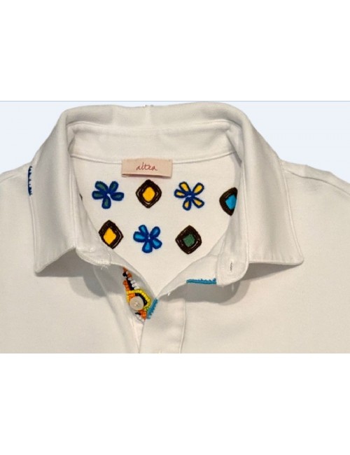 Polo manga corta hombre blanco con detalles en cuello de Altea | Ego