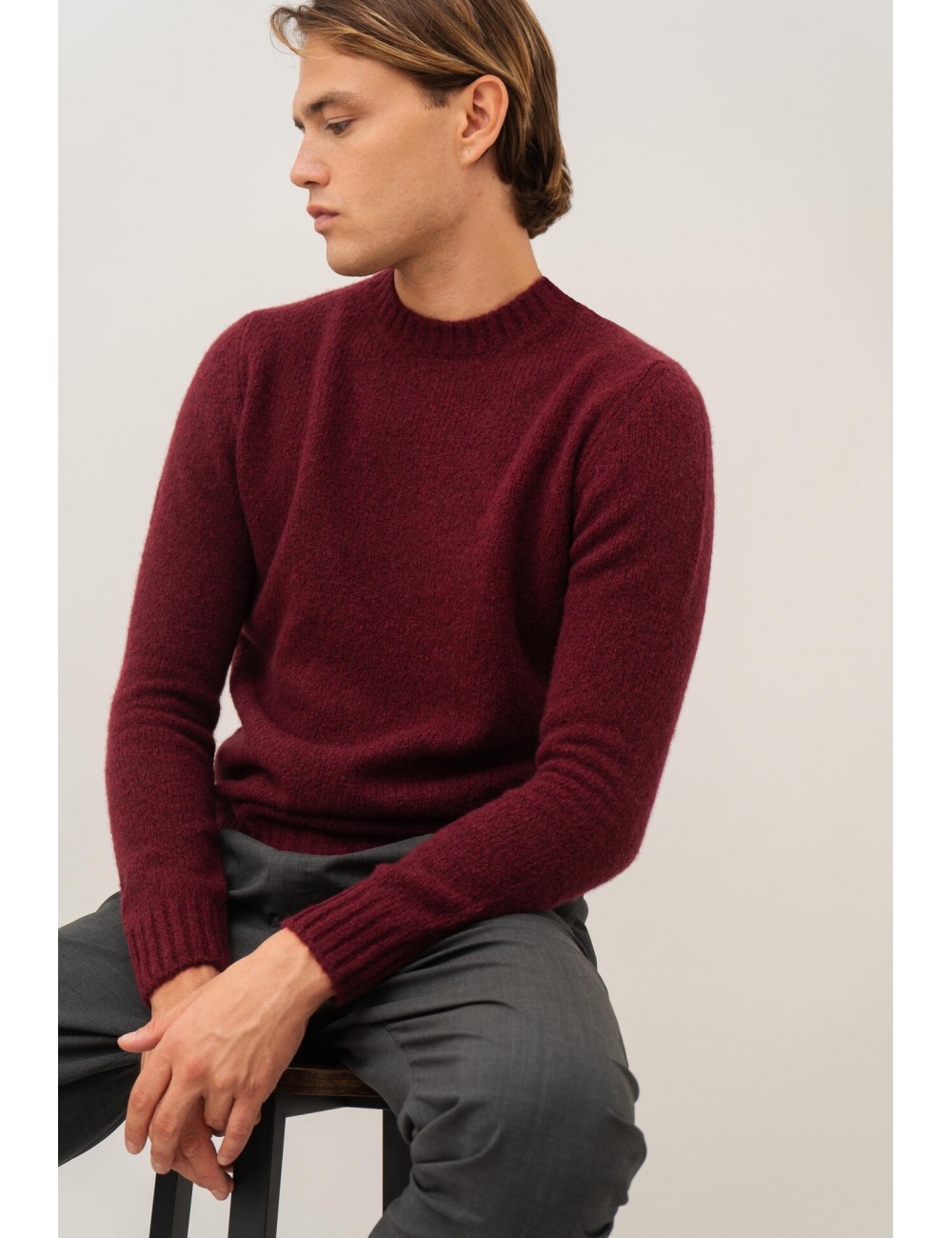 Ego Madrid | Ferrante jersey cashmere mafilé granate cuello redondo
