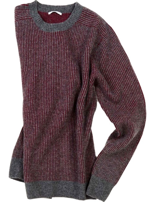A6 | jersey cuello redondo canalé bicolor granate gris