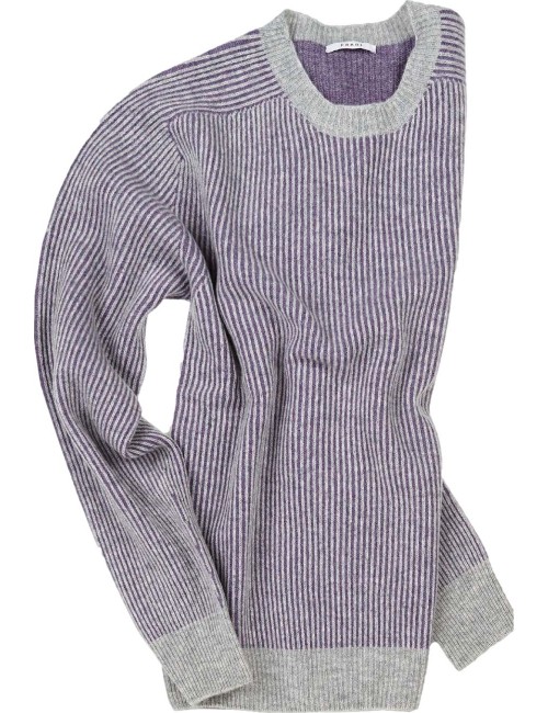 A6 | jersey cuello redondo canalé bicolor lavanda gris