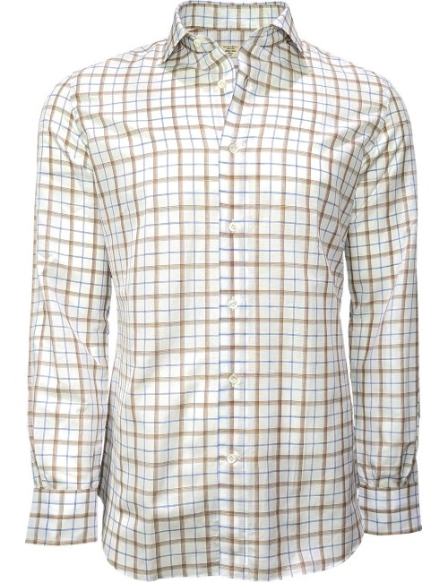 Almirante Seis Madrid | Mazzarelli camisa blanca cuadros marrones y azules