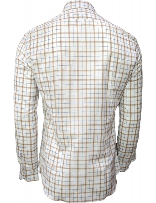 Almirante Seis Madrid | Mazzarelli camisa blanca cuadros marrones y azules