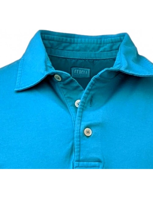 FEDELI POLO MANGA CORTA AZUL TURQUESA