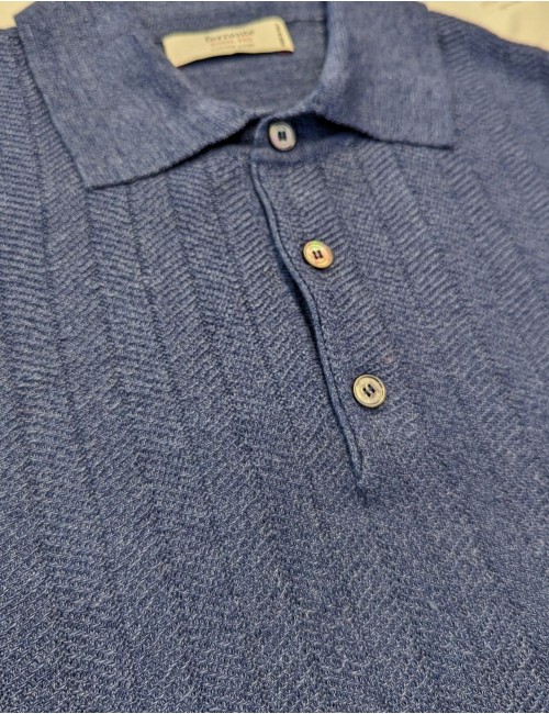Ferrante polo lino algodón azul | Almirante Seis Madrid