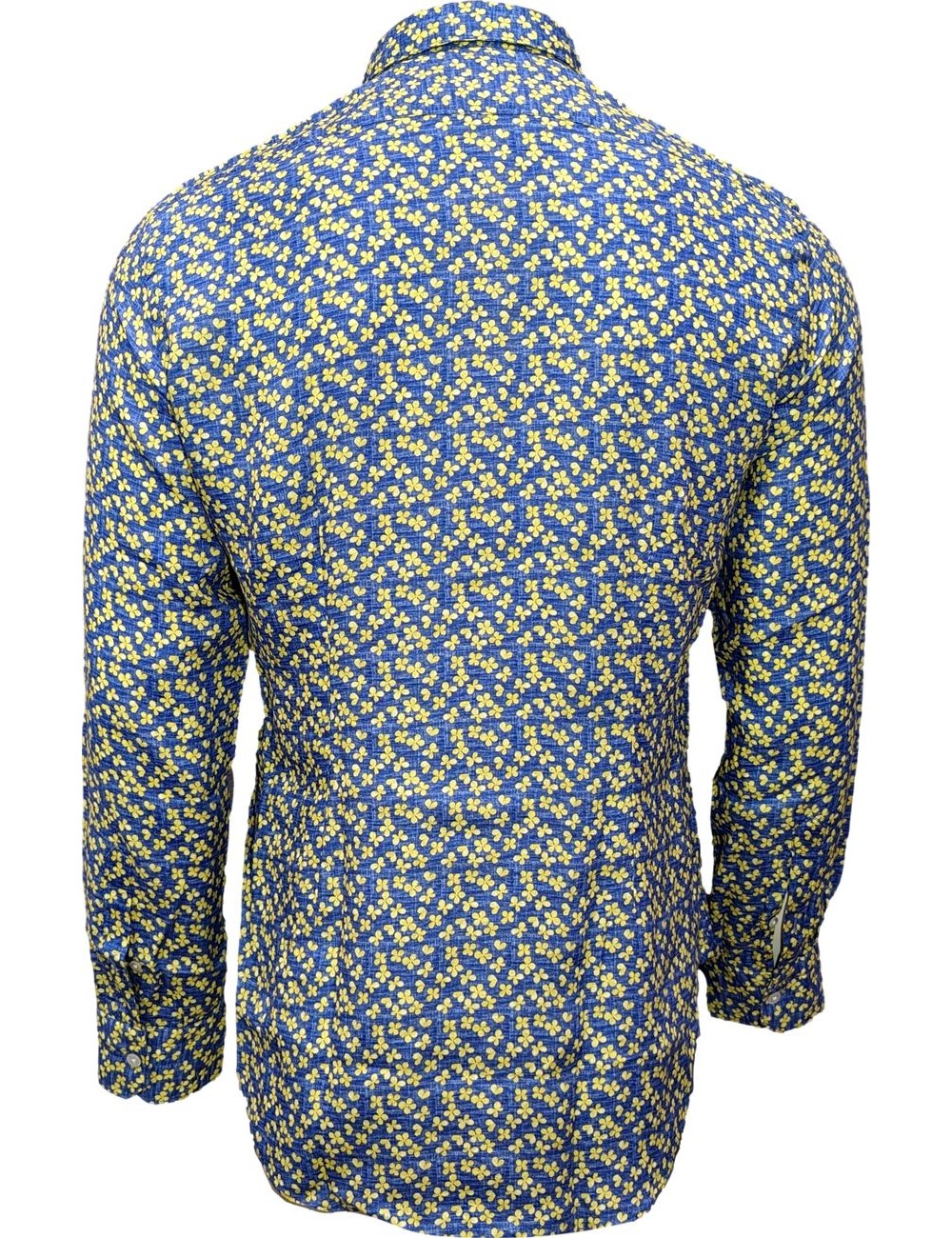 Almirante Seis | camisa lino Giangi azul flor amarilla