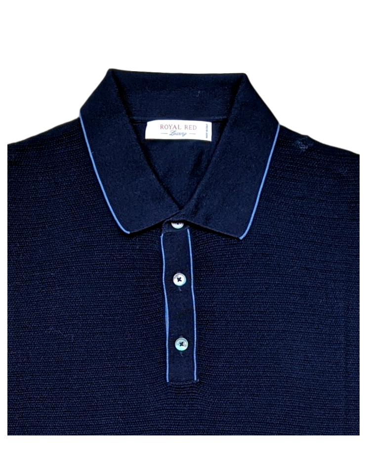Polo manga corta azul en punto de Ferrante | Ego Madrid