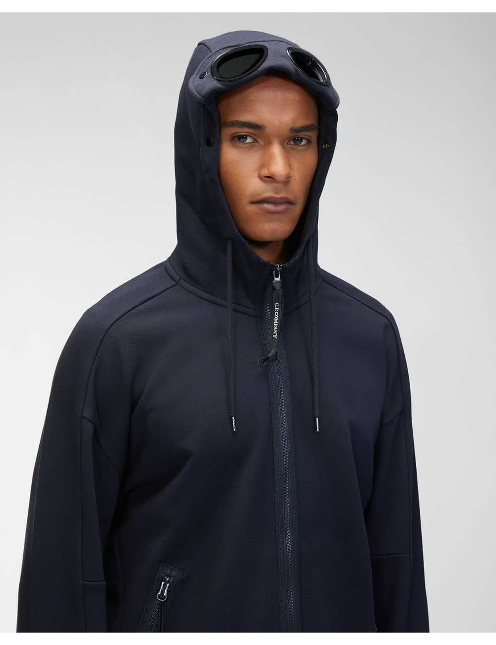 Sudadera CP Company azul  Google Hood diagonal raised | Ego Madrid oficial store
