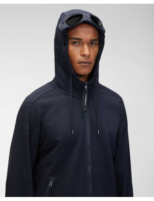 Sudadera CP Company azul  Google Hood diagonal raised | Ego Madrid oficial store