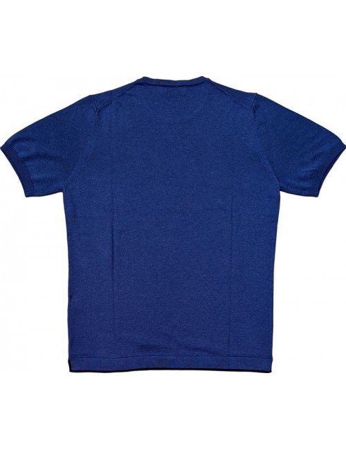 Jersey muy fino en punto azul manga corta de Ferrante | Ego Madrid