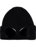C.P. COMPANY Gorro lana merino negro con gafas
