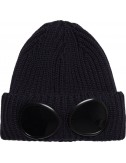 C.P. COMPANY gorro lana merino azul con gafas