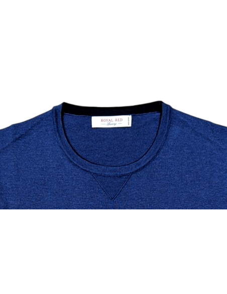 Jersey muy fino en punto azul manga corta de Ferrante | Ego Madrid