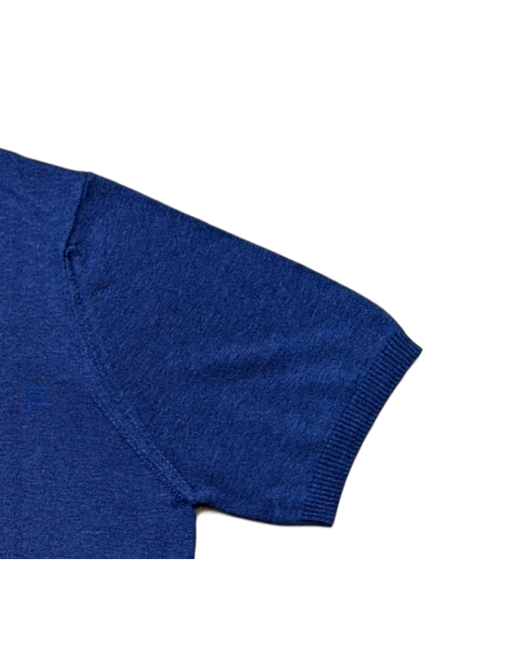 Jersey muy fino en punto azul manga corta de Ferrante | Ego Madrid