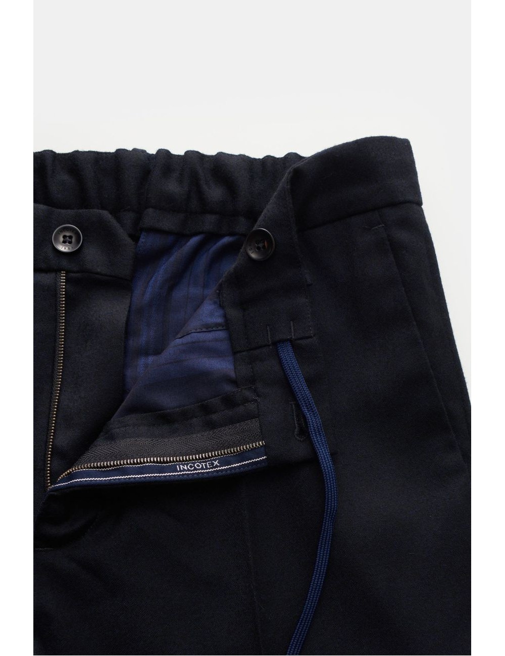 Incotex pantalón azul ajustable lana con cordón | Almirante Seis Madrid