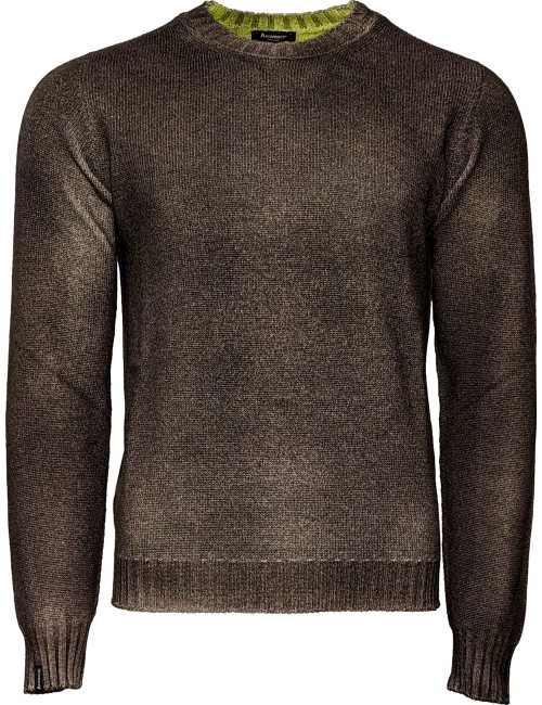 AROVESCIO jersey lana reversible Brushed Colour  marron-lima | Ego Madrid
