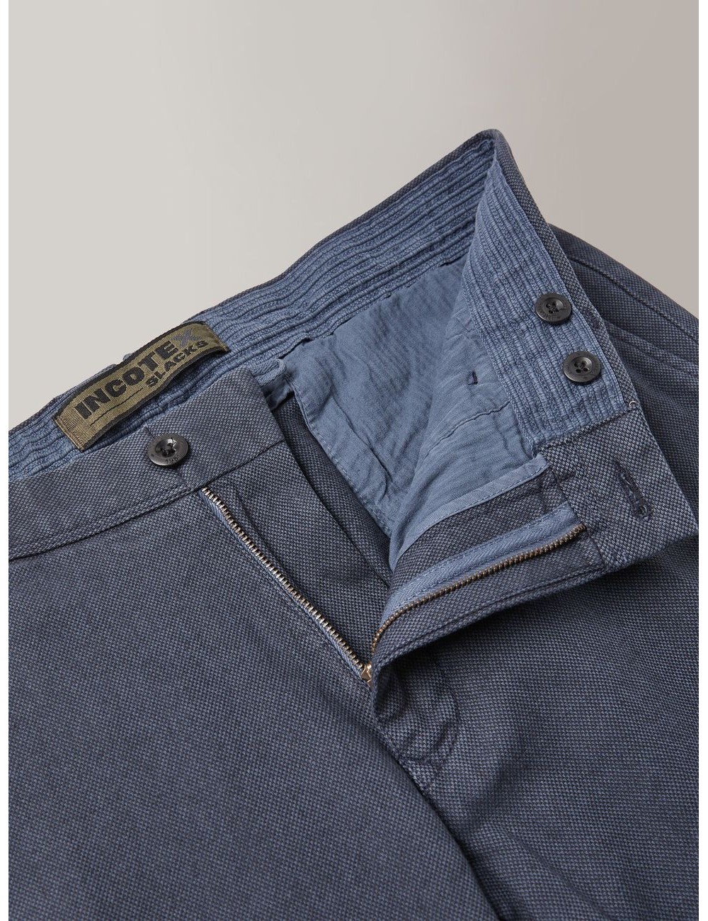 INCOTEX slacks pantalón algodón micro estructura azul
