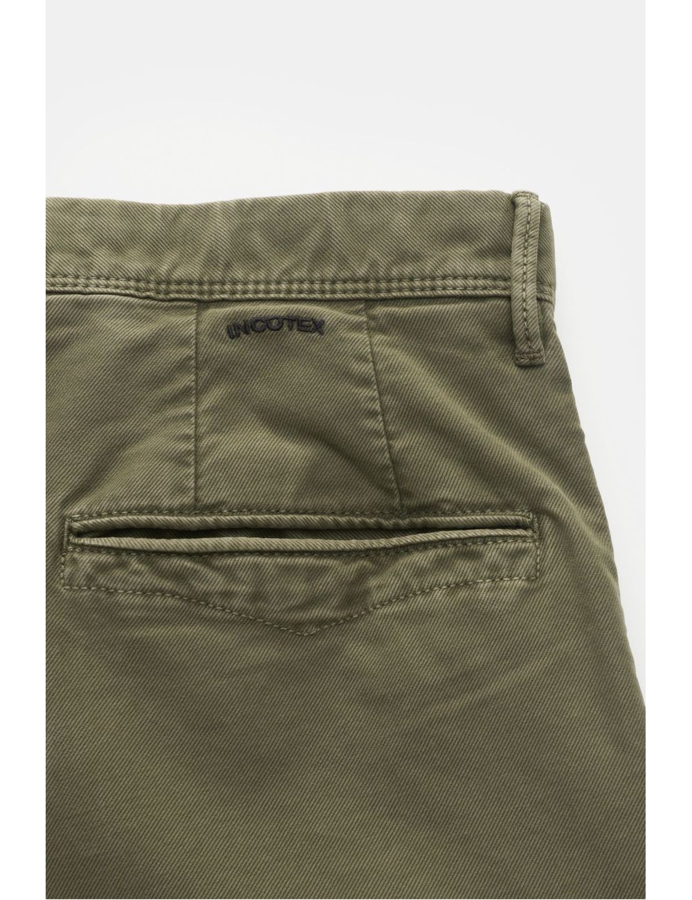 INCOTEX pantalón slacks tricochino verde en diagonal