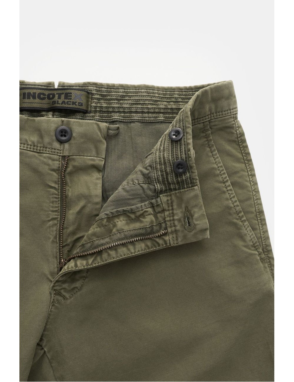 INCOTEX pantalón slacks tricochino verde en diagonal
