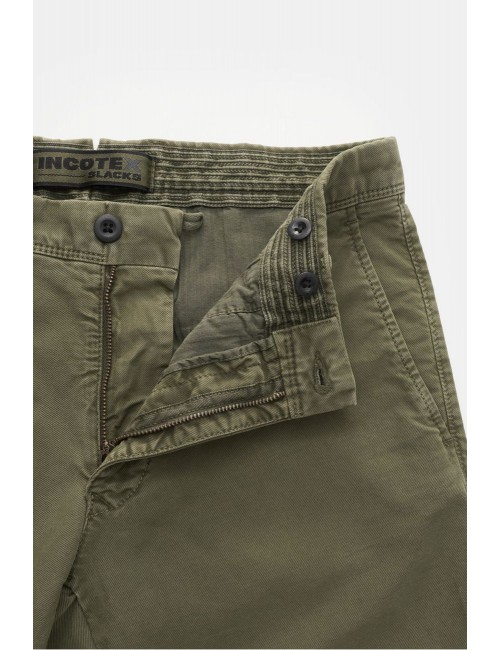 INCOTEX pantalón slacks tricochino verde en diagonal