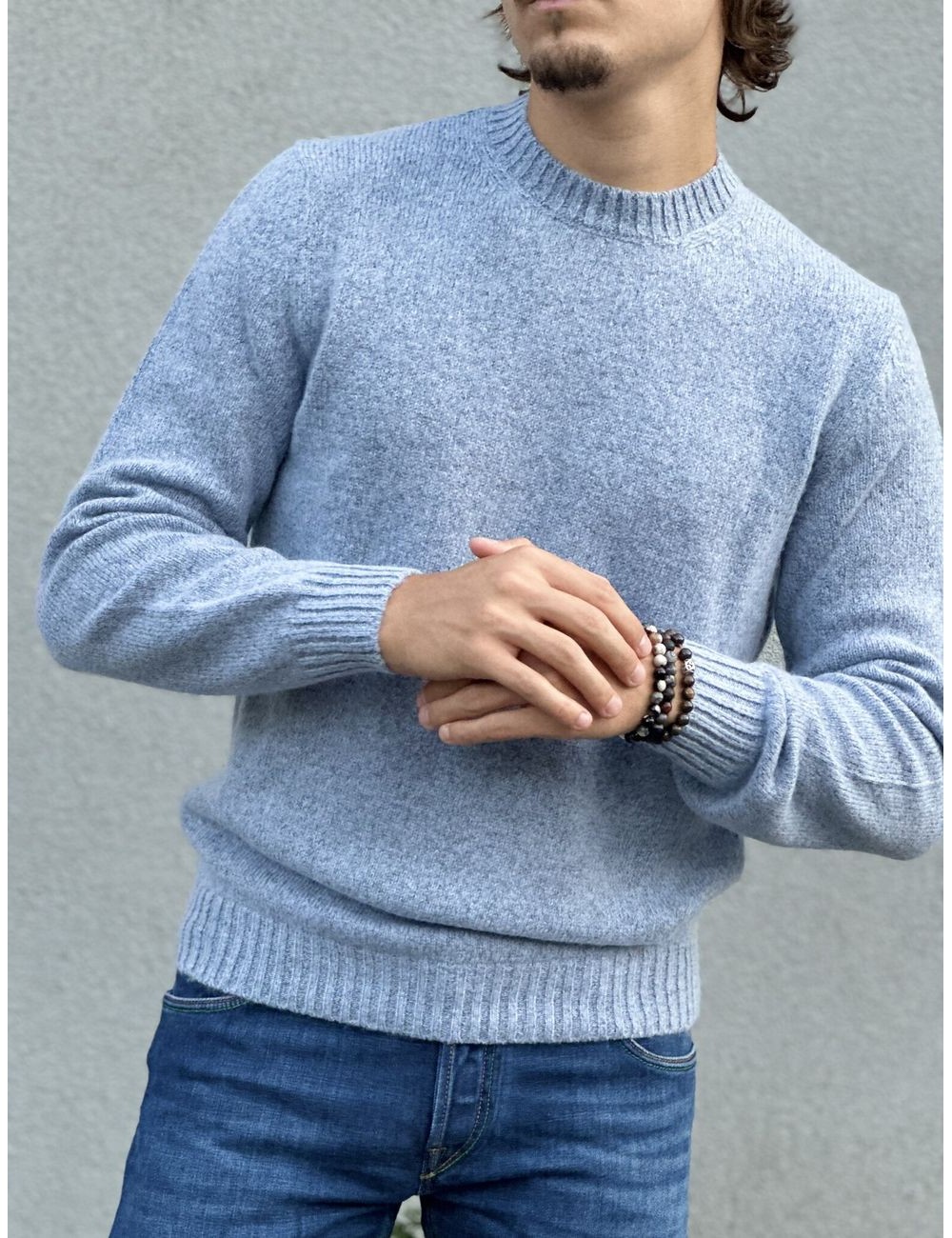 Fedeli jersey cashmere cuello redondo azul | Almirante Seis Madrid