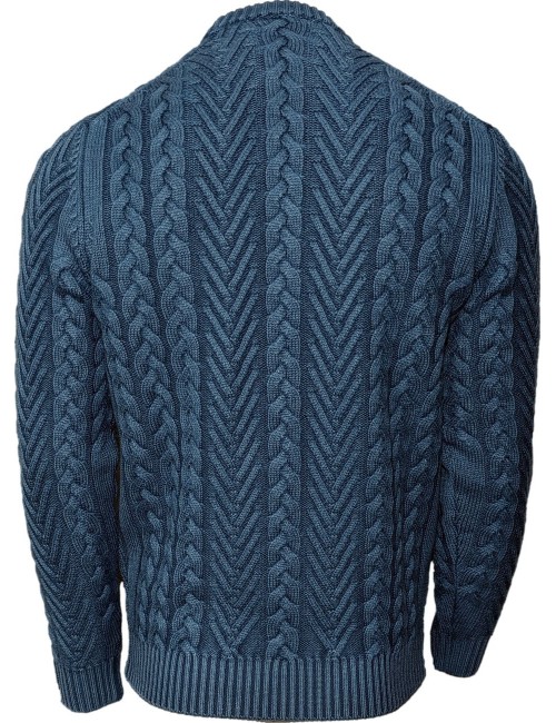 Jersey cuello redondo ochos garment dyed azul marino