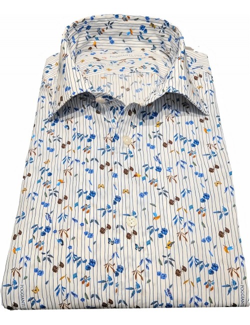 Camisa de hombre Poggianti en algodón estampado con flores