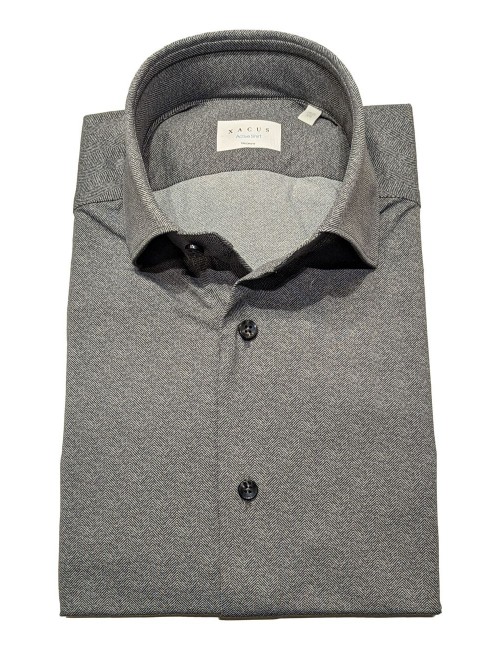Camisa elástica de espiga gris | Xacus Almirante Seis Madrid