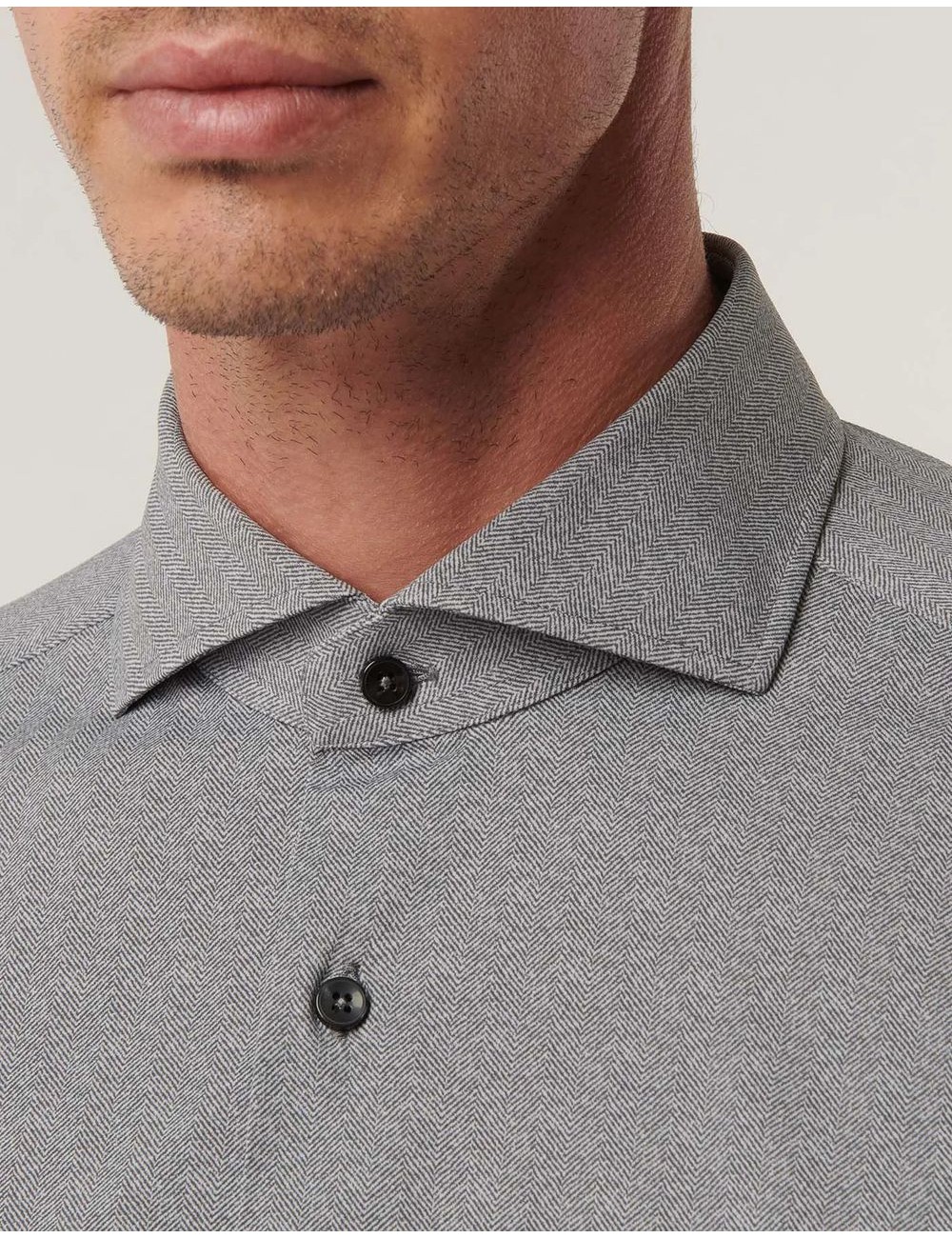 Camisa elástica de espiga gris | Xacus Almirante Seis Madrid