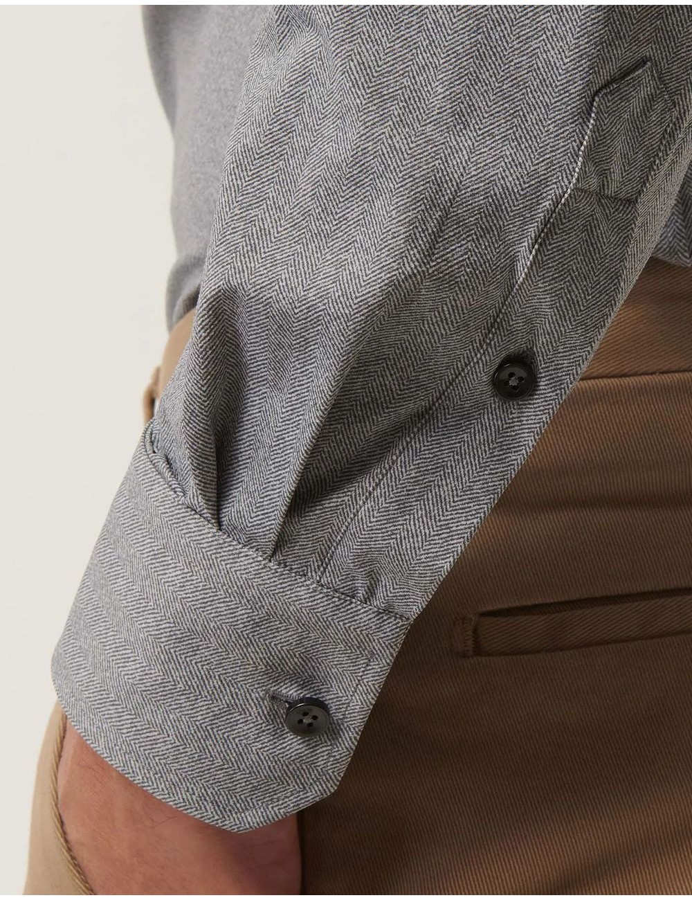 Camisa elástica de espiga gris | Xacus Almirante Seis Madrid