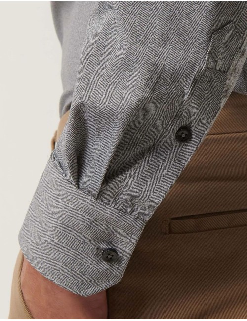 Camisa elástica de espiga gris | Xacus Almirante Seis Madrid