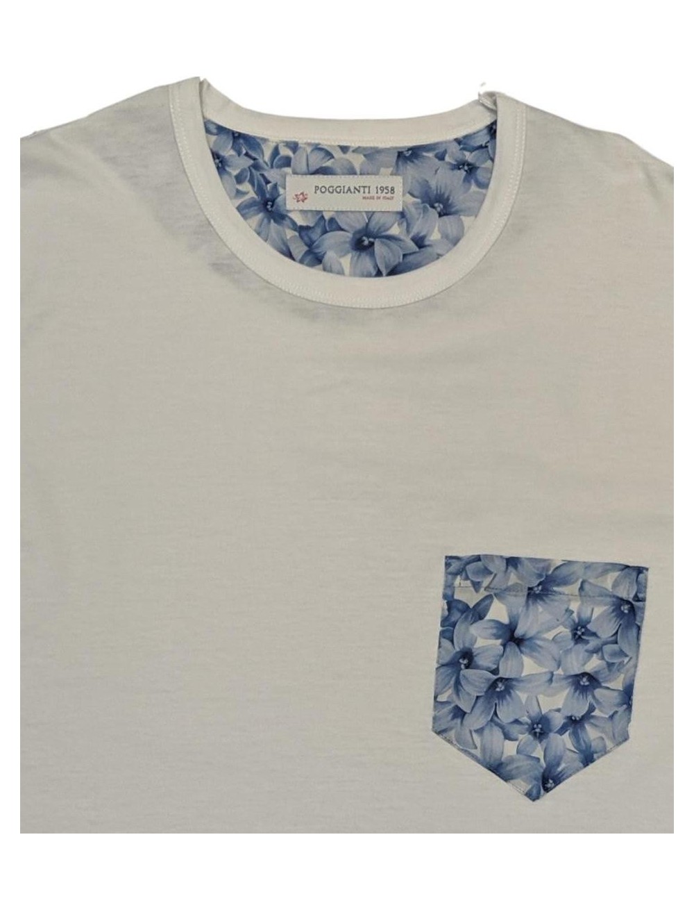 Camiseta Poggianti con bolsillo de fantasia flor de hibiscus