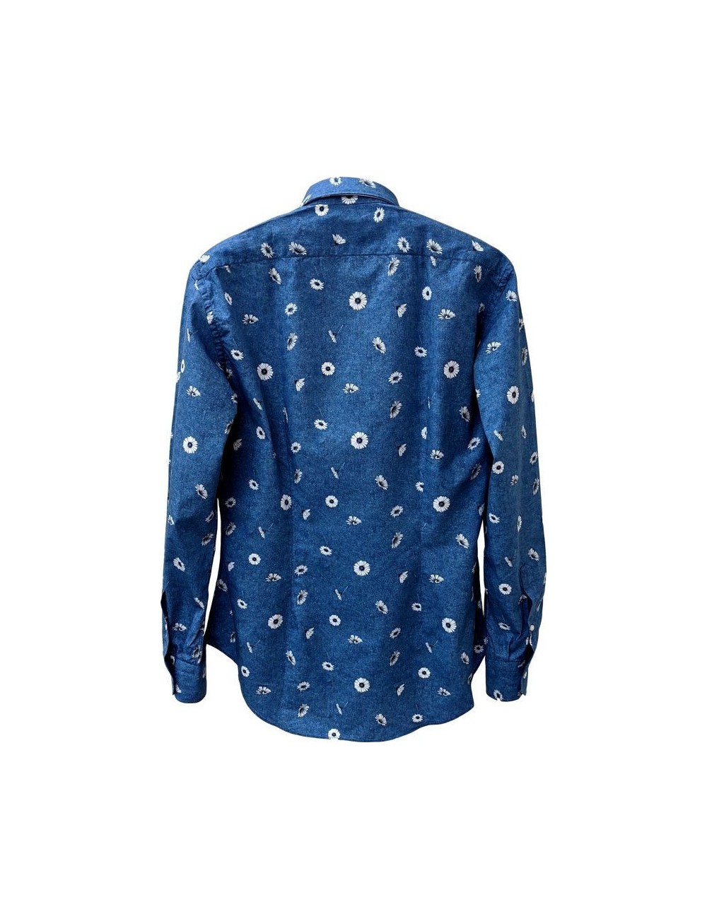 Camisa fondo color denim con estampado margaritas de Giangi