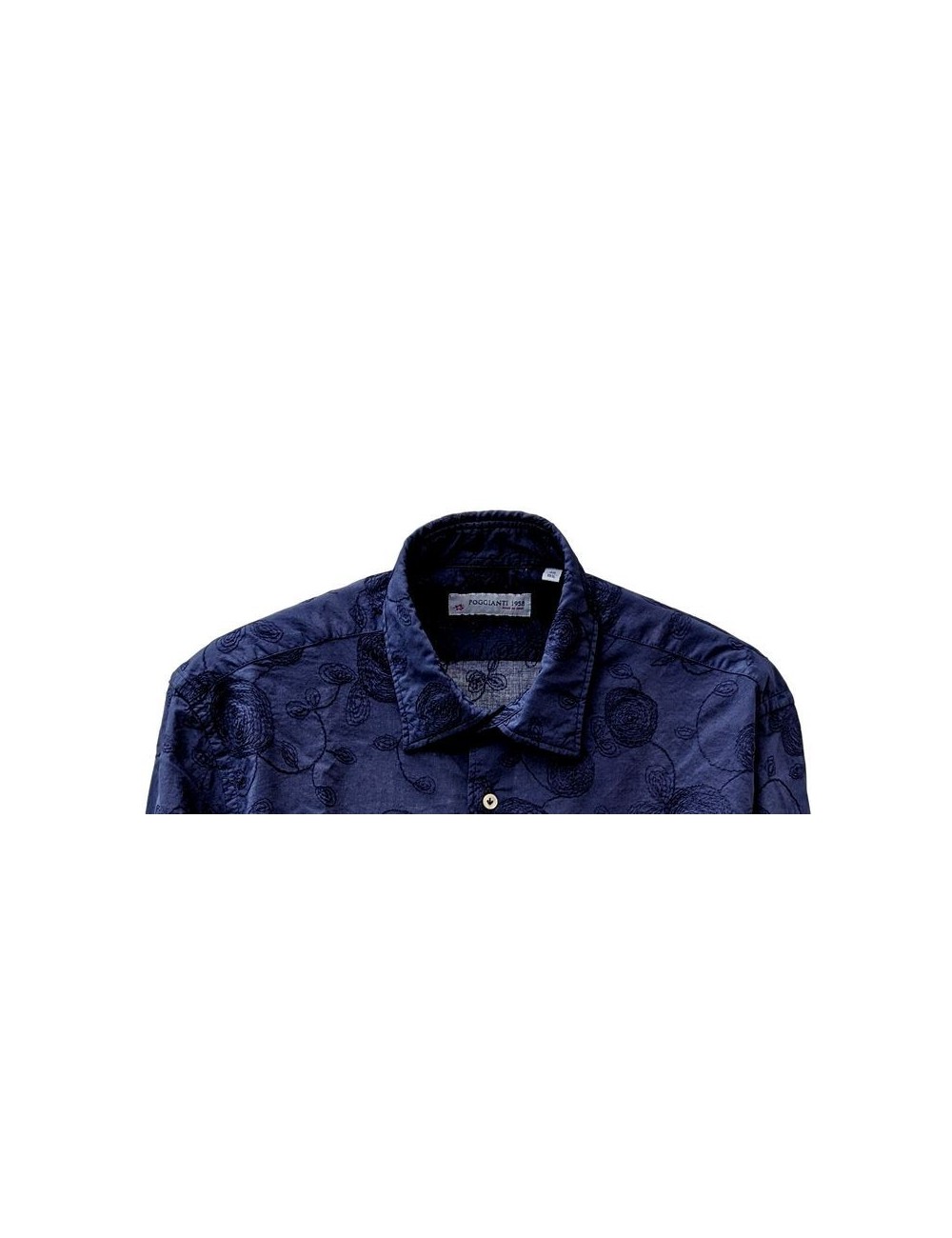 Camisa hombre bordada de Poggianti algodón azul marino online Madrid