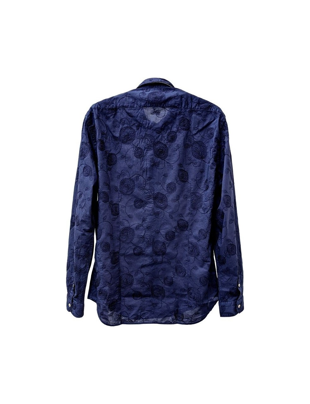 Camisa hombre bordada de Poggianti algodón azul marino online Madrid