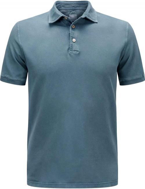 Polo manga corta Fedeli piqué de algodón azul  | Ego Madrid