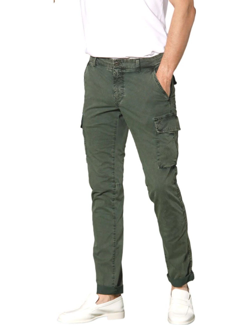 Mason's pantalon cargo hombre sarga elática icon verde | Ego Madrid