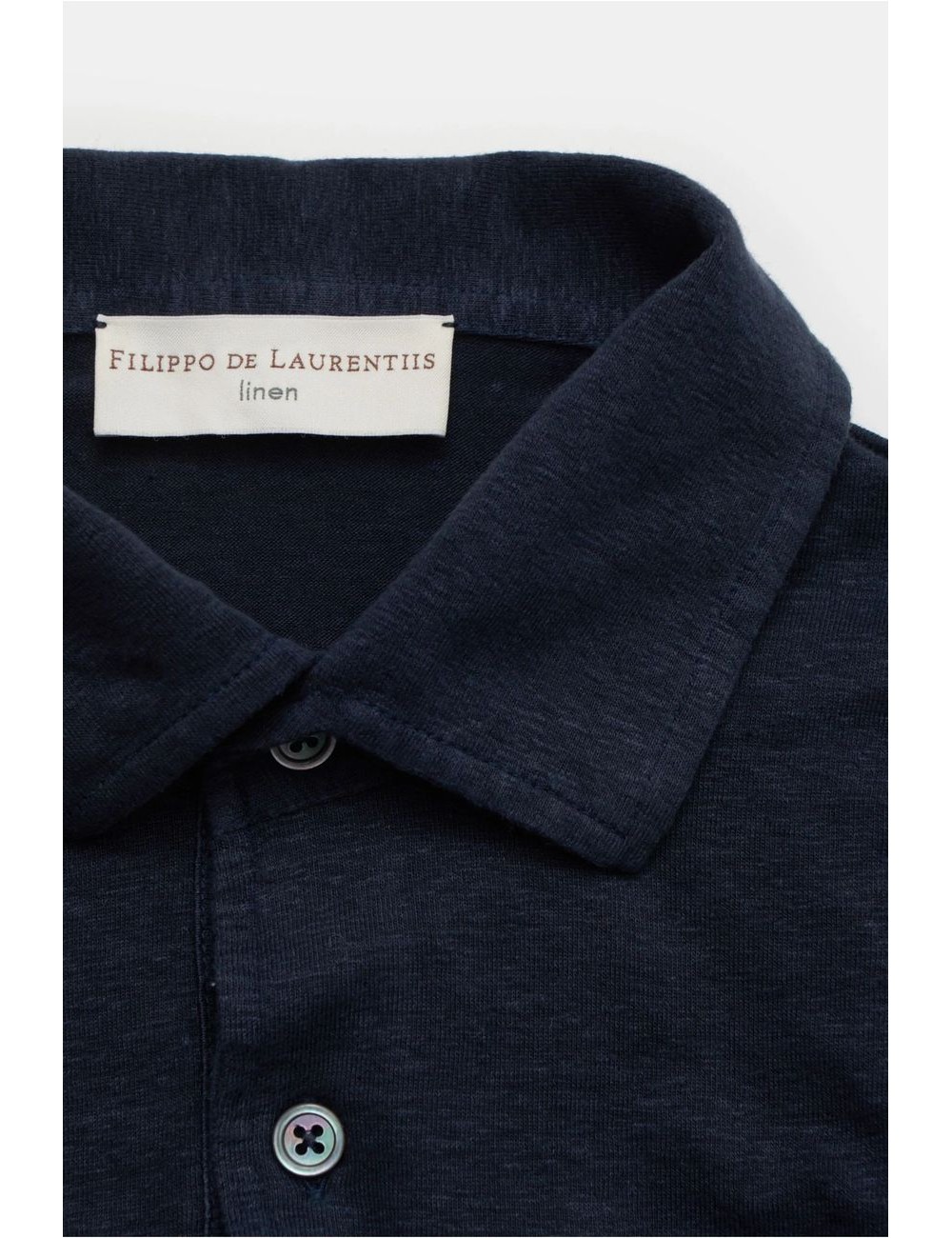 Polo manga corta lino Filippo de Laurenttis azul indigo | Ego Madrid