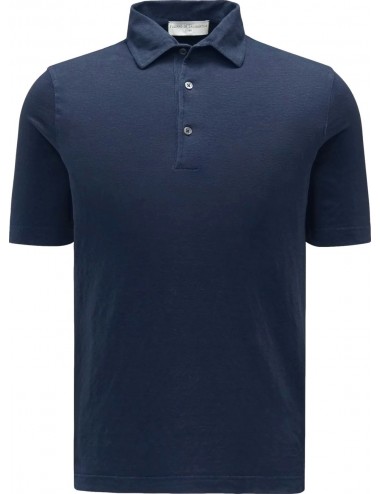 Polo manga corta lino Filippo de Laurenttis azul indigo | Ego Madrid