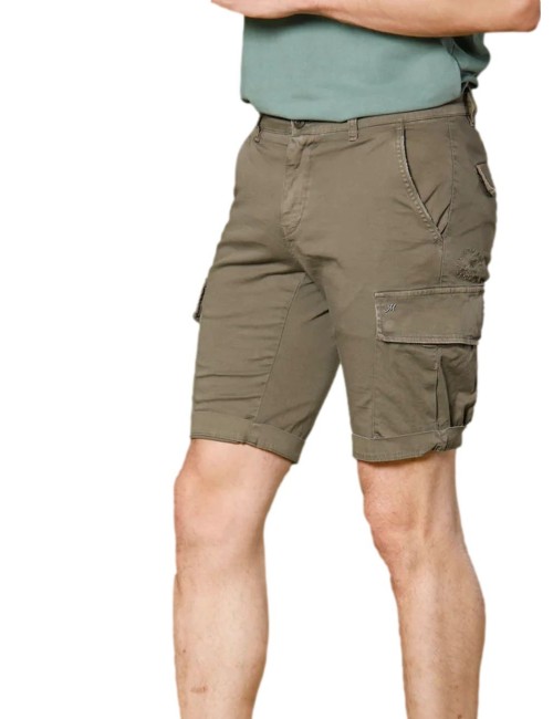 Ego Madrid | Mason's bermuda cargo raso stretch verde militar